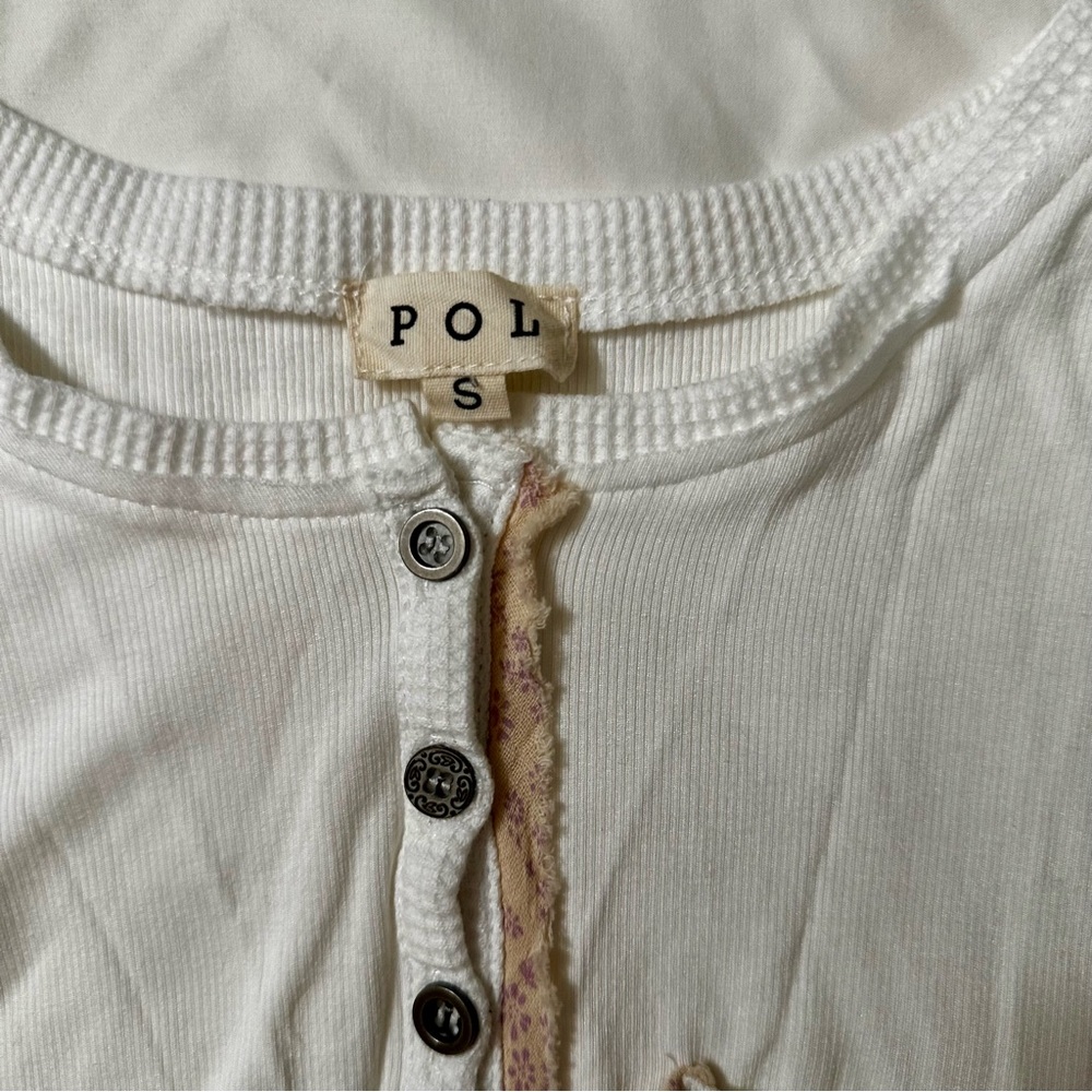 POL Cream Ribbed Buttoned Tank Top - Picture 4 of 5